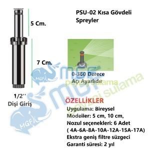 Hunter Psu-02 Kısa Sprey Gövde Dahil (7cm) 4-A / 6-A / 8-A /10-A /12-A / 15A / 17A Sprey Fiskiyeler