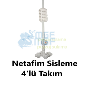 Netafim CoolNet 4'lü 360° Sisleme Nozulu Seti | 30cm Boru + Ağırlık + Çekvalfli Su Püskürtme