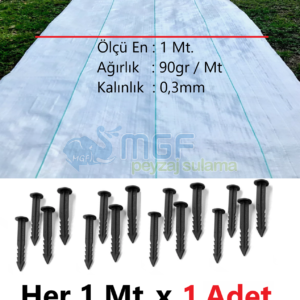 (1Mt En x 20 Mt. Boy ) Beyaz Peyzaj Uygulama Örtüsü Yabani Ot Sulzer Kumaş + Çivileri Sera Taban Örtüsü Jüt Blueberry Mulch Naylonu90gr/mt2