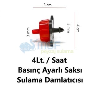 10 Adet 4 Lt/Saat Basınç Ayarlı Damlatıcı | Saksı Bahçe Sera Damla Sulama Emitteri