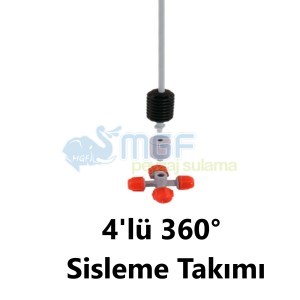 4'lü Plastik Sisleme Nozul Seti | Su Püskürtme Başlığı + 30cm Boru + Çekvalf