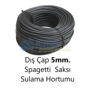 5 mm. Dış Çap Mikro Saksı Sulama Spagetti Boru Hortumu x 50 Mt