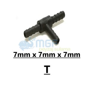 7mm. Kurtağzı T /  Mini Sprink Spagetti Sulama Borusu T x 10 Adet