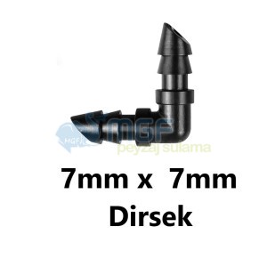 7mm. Kurtağzı Dirsek /  Mini Sprink Spagetti Sulama Borusu Dirsek x 10 Adet