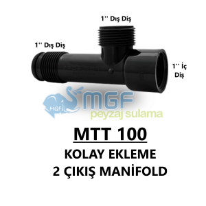 1'' MTT100 1'' Manifold Kollektör Kolay Eklenebilir 2 Çıkış Dağıtıcı TE (Hunter&Rainbird Solenoid Vana Çoklu Bağlantı)