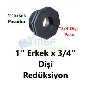 1''PE Redüksiyon 1''(Erkek) x 3/4''(Dişi) Dişi Manşon