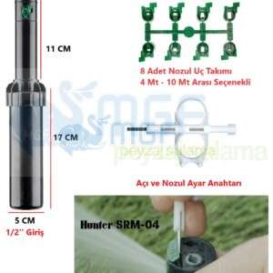 0-100 m² Sprey Bahçe Çim Sulama Seti | Zamanlayıcı Seçimli 4 Adet Rotor Sprey Fiskiye (4-9 m Atış) ✅ - Görsel 3