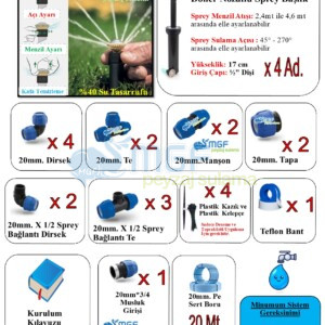 (0m² – 60 m² Arası ) Zamanlayıcı Seçimli Bahçe Çim Sulama Seti 4 Adet Rainbird R Van Su Tasarruflu Başlıklı (2,5mt-4,5mt) - Görsel 2