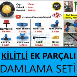 100 Metre Kilitli Ek Parçalı Deliksiz Ağaç Damla Sulama Seti | Sulama Borusu Hortumu ✅
