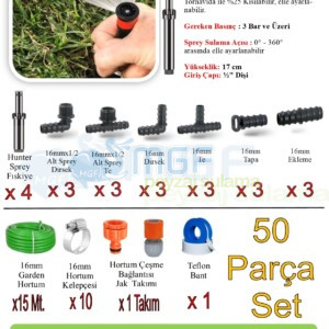 Ekonomik Hunter-Rainbird 50 Parça Bahçe Çim Sulama Sprey Fiskiye Hazır Seti (0-50mt2 Arası) - Görsel 3